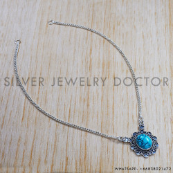 Turquoise 925 Sterling Silver Necklace (SJWN-100) Turquoise 925 Sterling Silver Necklace (SJWN-100)