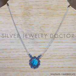 Turquoise 925 Sterling Silver Necklace (SJWN-100)
