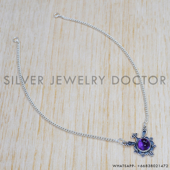 Amethyst 925 Sterling Silver Necklace (SJWN-101) Amethyst 925 Sterling Silver Necklace (SJWN-101)