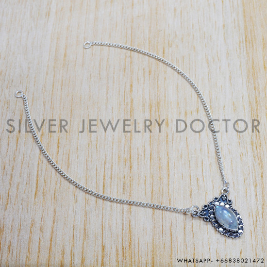 Rainbow Moonstone 925 Sterling Silver Necklace (SJWN-102) Rainbow Moonstone 925 Sterling Silver Necklace (SJWN-102)