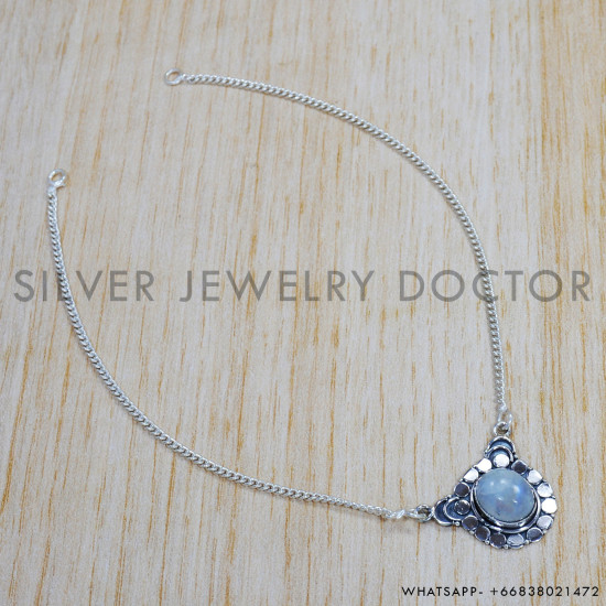 Rainbow Moonstone 925 Sterling Silver Necklace (SJWN-105) Rainbow Moonstone 925 Sterling Silver Necklace (SJWN-105)