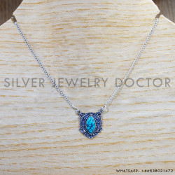 Turquoise 925 Sterling Silver Necklace (SJWN-106)