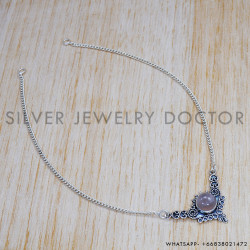 Rose Quartz 925 Sterling Silver Necklace (SJWN-107) Rose Quartz 925 Sterling Silver Necklace (SJWN-107)