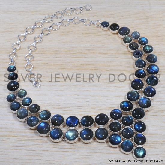 Labradorite 925 Sterling Silver Necklace (SJWN-11) Labradorite 925 Sterling Silver Necklace (SJWN-11)