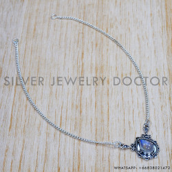 Rainbow Moonstone 925 Sterling Silver Necklace (SJWN-113)