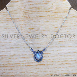 Rainbow Moonstone 925 Sterling Silver Necklace (SJWN-113)