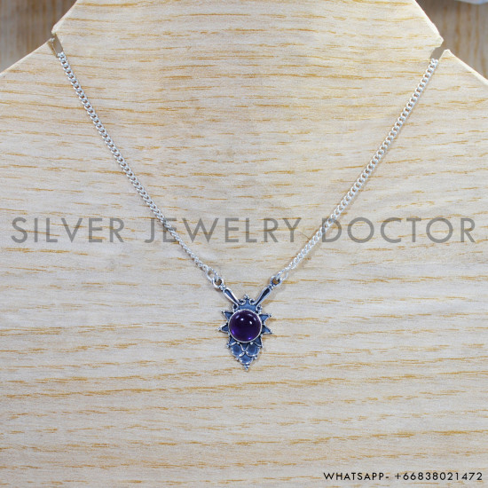 Amethyst 925 Sterling Silver Necklace (SJWN-114) Amethyst 925 Sterling Silver Necklace (SJWN-114)