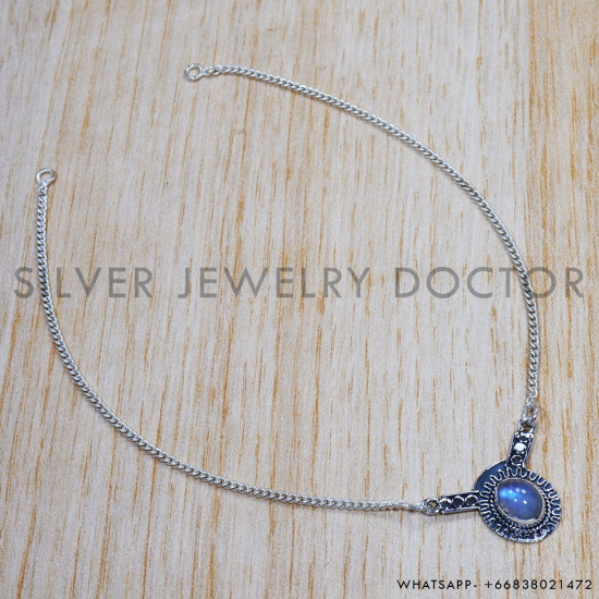 Rainbow Moonstone 925 Sterling Silver Necklace (SJWN-115) Rainbow Moonstone 925 Sterling Silver Necklace (SJWN-115)