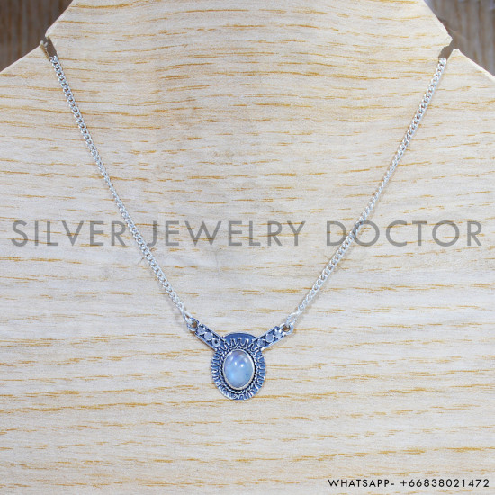 Rainbow Moonstone 925 Sterling Silver Necklace (SJWN-115) Rainbow Moonstone 925 Sterling Silver Necklace (SJWN-115)