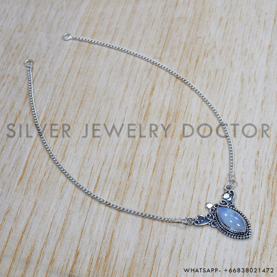 Rainbow Moonstone 925 Sterling Silver Necklace (SJWN-118) Rainbow Moonstone 925 Sterling Silver Necklace (SJWN-118)