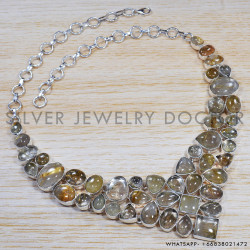 Golden Rutile 925 Sterling Silver Necklace (SJWN-12)