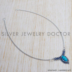Turquoise 925 Sterling Silver Necklace (SJWN-122) Turquoise 925 Sterling Silver Necklace (SJWN-122)