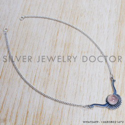 Rose Quartz 925 Sterling Silver Necklace (SJWN-123) Rose Quartz 925 Sterling Silver Necklace (SJWN-123)