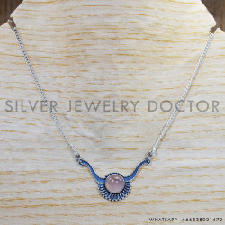 Rose Quartz 925 Sterling Silver Necklace (SJWN-123)