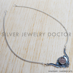 Rose Quartz 925 Sterling Silver Necklace (SJWN-124) Rose Quartz 925 Sterling Silver Necklace (SJWN-124)