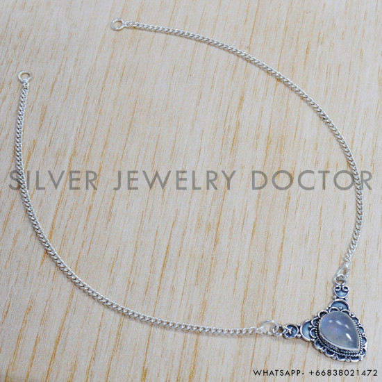 Rainbow Moonstone 925 Sterling Silver Necklace (SJWN-125) Rainbow Moonstone 925 Sterling Silver Necklace (SJWN-125)