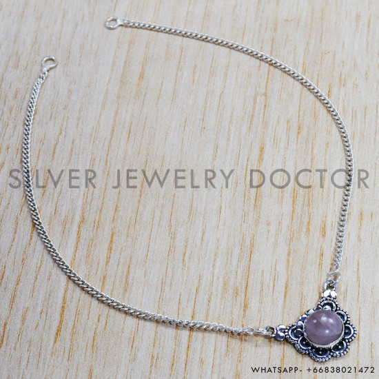 Rose Quartz 925 Sterling Silver Necklace (SJWN-126) Rose Quartz 925 Sterling Silver Necklace (SJWN-126)