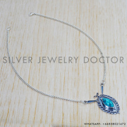 Turquoise 925 Sterling Silver Necklace (SJWN-128) Turquoise 925 Sterling Silver Necklace (SJWN-128)