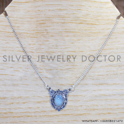 Rainbow Moonstone 925 Sterling Silver Necklace (SJWN-130)