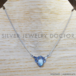 Rainbow Moonstone 925 Sterling Silver Necklace (SJWN-132)