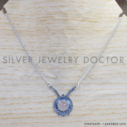 Rose Quartz 925 Sterling Silver Necklace (SJWN-133)