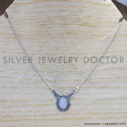 Rainbow Moonstone 925 Sterling Silver Necklace (SJWN-134)