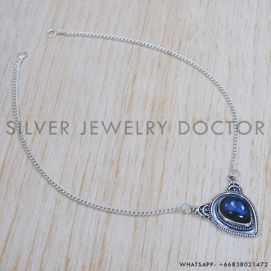 Labradorite 925 Sterling Silver Necklace (SJWN-137) Labradorite 925 Sterling Silver Necklace (SJWN-137)