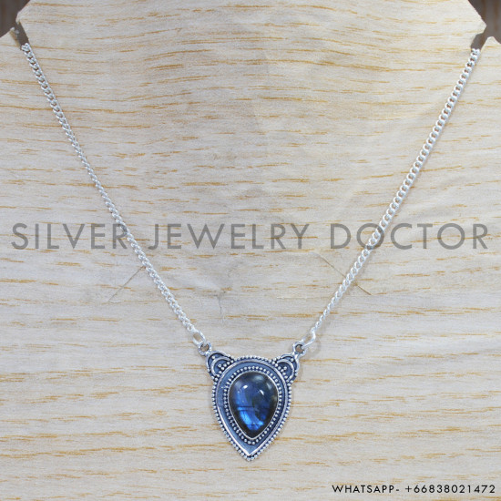 Labradorite 925 Sterling Silver Necklace (SJWN-137) Labradorite 925 Sterling Silver Necklace (SJWN-137)