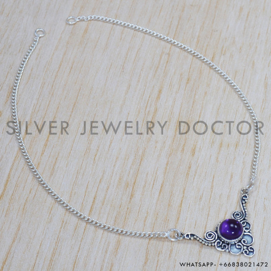 Amethyst 925 Sterling Silver Necklace (SJWN-138) Amethyst 925 Sterling Silver Necklace (SJWN-138)