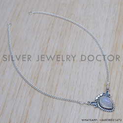 Rainbow Moonstone 925 Sterling Silver Necklace (SJWN-139) Rainbow Moonstone 925 Sterling Silver Necklace (SJWN-139)