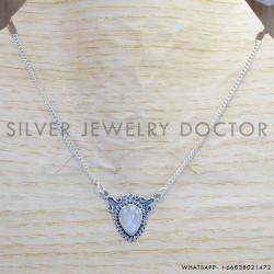 Rainbow Moonstone 925 Sterling Silver Necklace (SJWN-139)