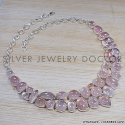 Rose Quartz 925 Sterling Silver Necklace (SJWN-14) Rose Quartz 925 Sterling Silver Necklace (SJWN-14)