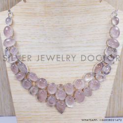 Rose Quartz 925 Sterling Silver Necklace (SJWN-14)