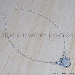 Rainbow Moonstone 925 Sterling Silver Necklace (SJWN-140) Rainbow Moonstone 925 Sterling Silver Necklace (SJWN-140)