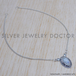 Rainbow Moonstone 925 Sterling Silver Necklace (SJWN-142) Rainbow Moonstone 925 Sterling Silver Necklace (SJWN-142)