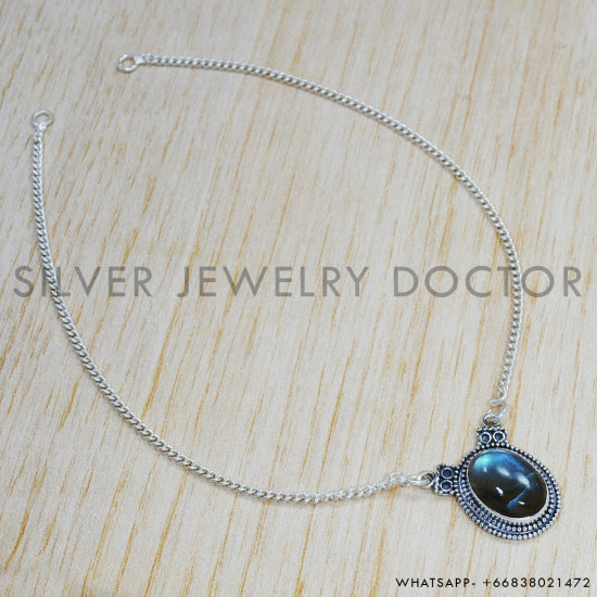 Labradorite 925 Sterling Silver Necklace (SJWN-143) Labradorite 925 Sterling Silver Necklace (SJWN-143)
