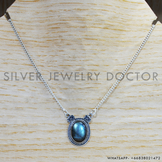 Labradorite 925 Sterling Silver Necklace (SJWN-143) Labradorite 925 Sterling Silver Necklace (SJWN-143)