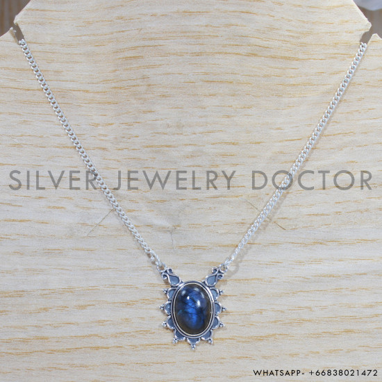 Labradorite 925 Sterling Silver Necklace (SJWN-144)