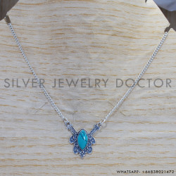 Turquoise 925 Sterling Silver Necklace (SJWN-146)