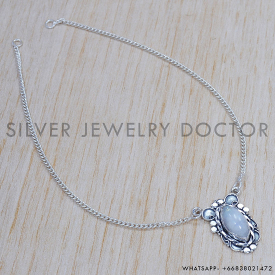 Rainbow Moonstone 925 Sterling Silver Necklace (SJWN-148) Rainbow Moonstone 925 Sterling Silver Necklace (SJWN-148)