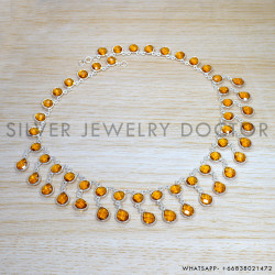 Citrine 925 Sterling Silver Necklace (SJWN-151)