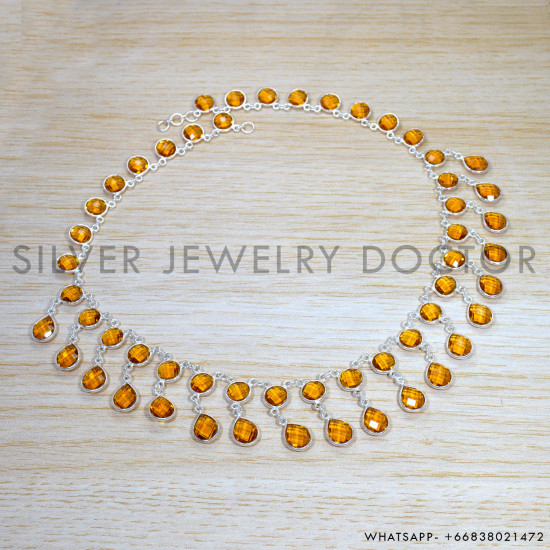 Citrine 925 Sterling Silver Necklace (SJWN-151) Citrine 925 Sterling Silver Necklace (SJWN-151)