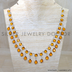 Citrine 925 Sterling Silver Necklace (SJWN-151)