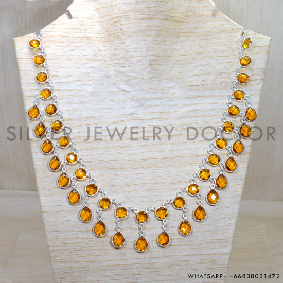 Citrine 925 Sterling Silver Necklace (SJWN-151) Citrine 925 Sterling Silver Necklace (SJWN-151)