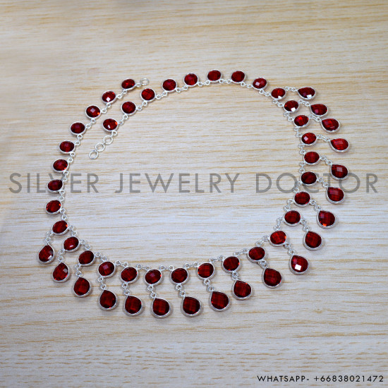 Ruby 925 Sterling Silver Necklace (SJWN-153) Ruby 925 Sterling Silver Necklace (SJWN-153)