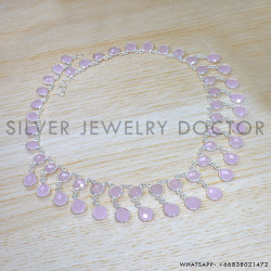 Rose Quartz 925 Sterling Silver Necklace (SJWN-154)