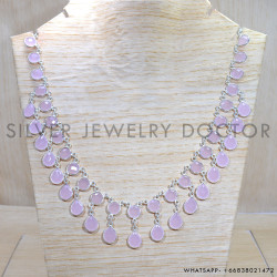 Rose Quartz 925 Sterling Silver Necklace (SJWN-154)