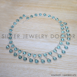 Blue Topaz 925 Sterling Silver Necklace (SJWN-155)
