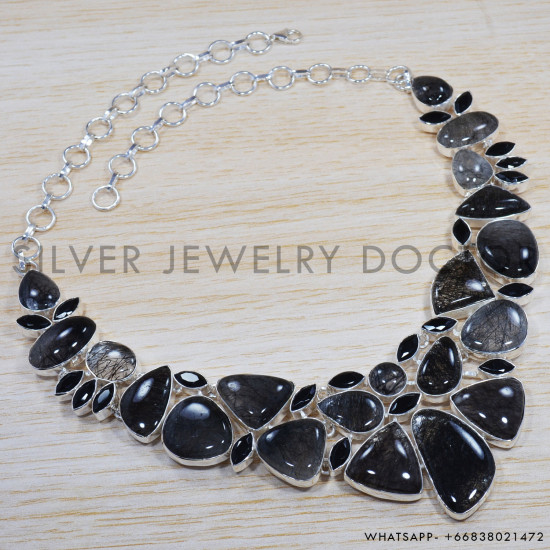 Black Rutile 925 Sterling Silver Necklace (SJWN-16) Black Rutile 925 Sterling Silver Necklace (SJWN-16)