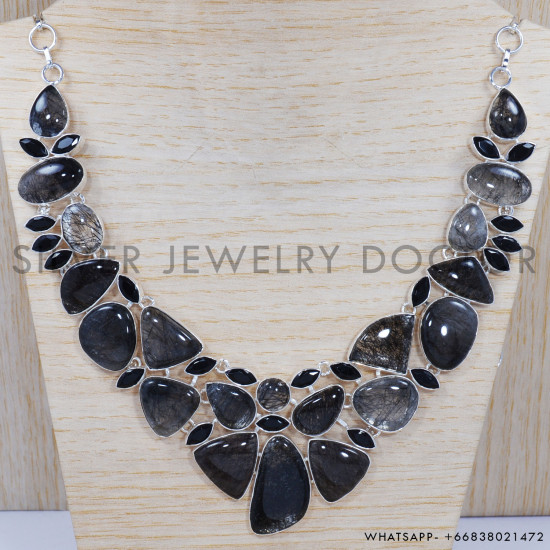 Black Rutile 925 Sterling Silver Necklace (SJWN-16) Black Rutile 925 Sterling Silver Necklace (SJWN-16)